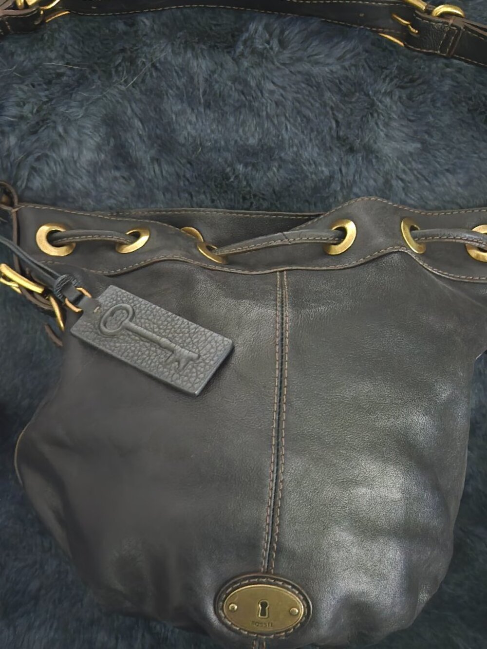 Vintage Fossil Maddox Black Leather Crossbody & Satchel Bag